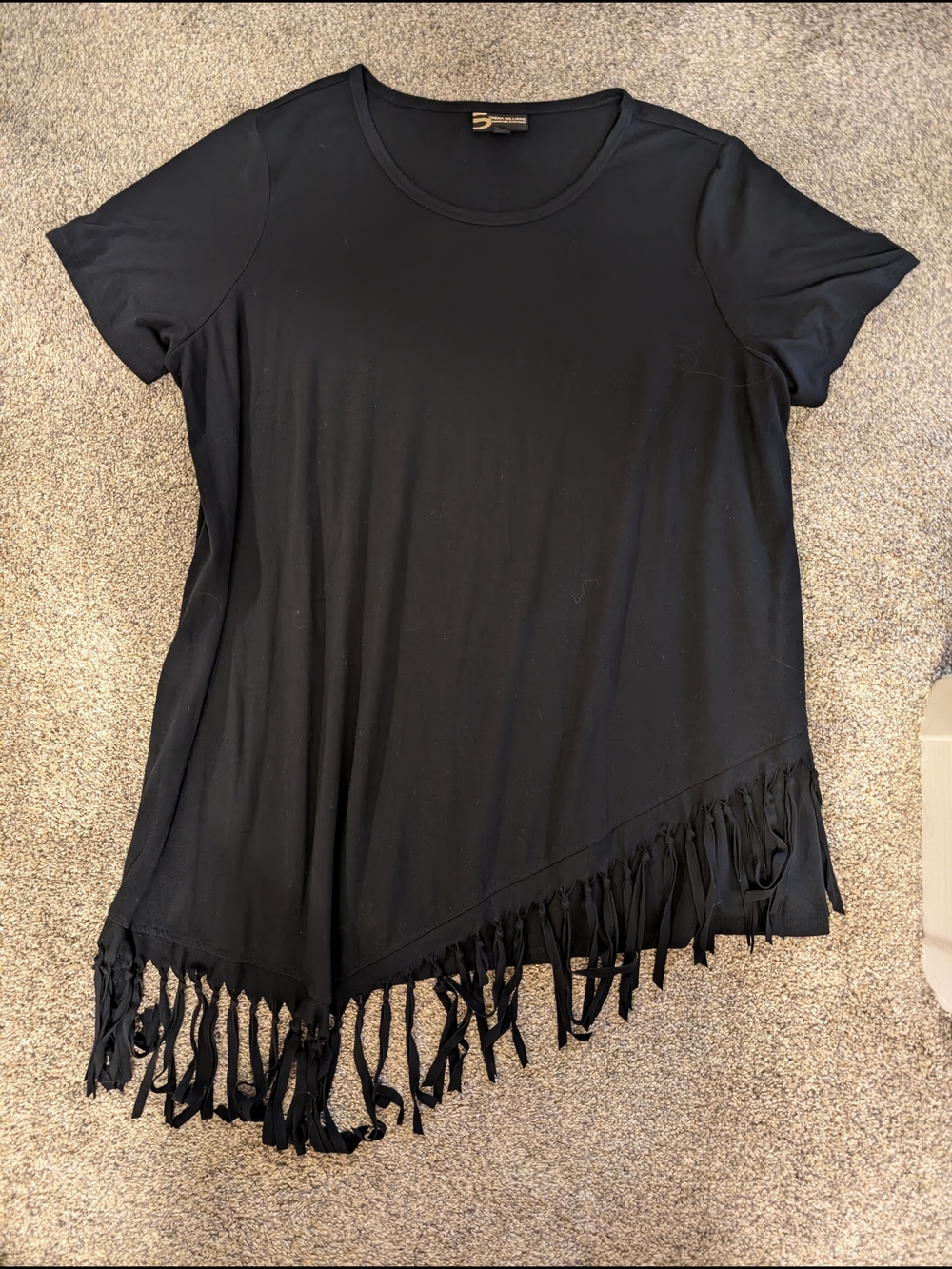 Serena Williams Black Short Sleeve Fringe Tee Size 3X EUC